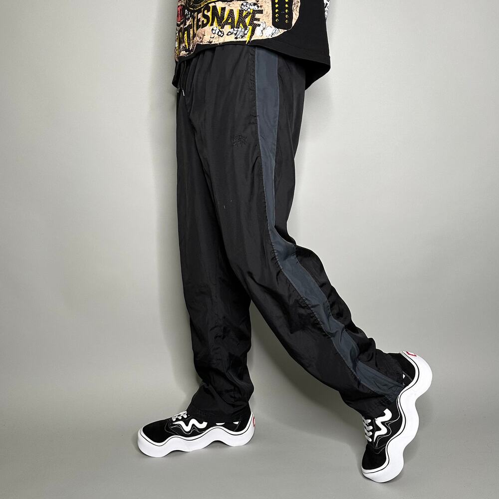 Vintage 90s Starter Track Pants Mens S Baggy Jet Black Polyester Sweatpants